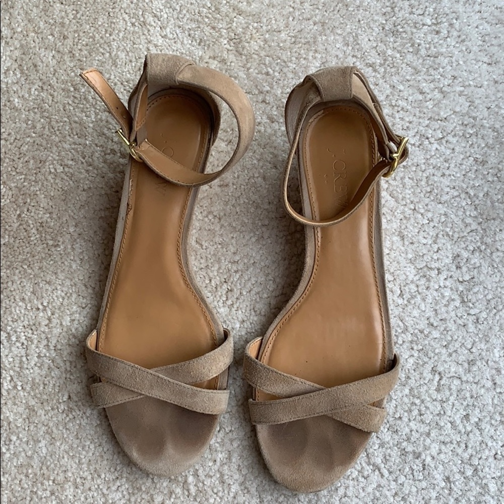J Crew demi wedge suede sandals